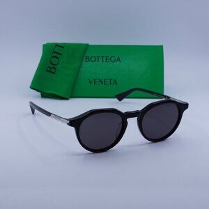 Bottega Veneta BV1260S 005 Round Sunglasses - Black/Grey